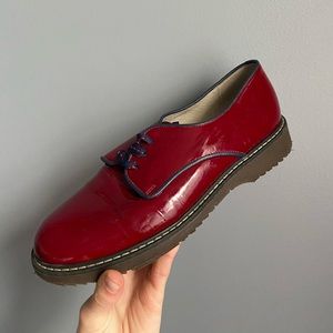 Bright Red Authentic Leather Mussi Oxfords